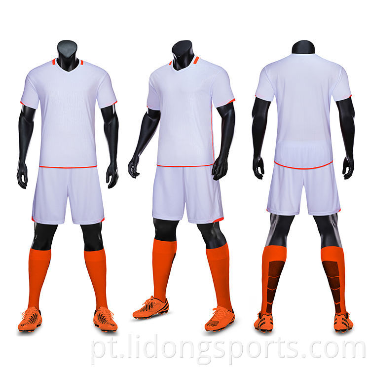 Fabricante Atacado Desporto Desgaste Futebol Poliéster Juventude Soccer Sets Soccer Jersey Set Branco